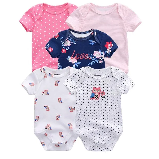 2019 5PCS/Lot Newborn 100% Cotton Unicorn 0-12M Baby Clothes