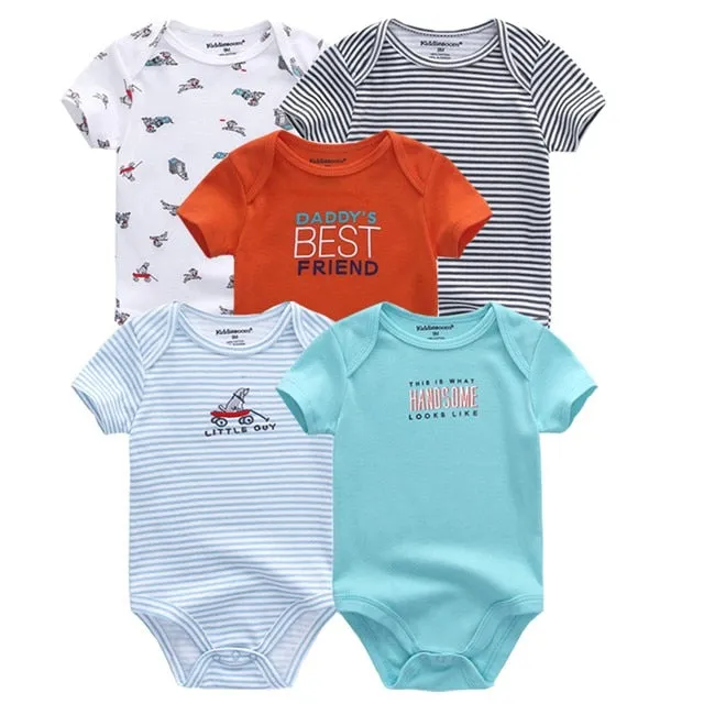 2019 5PCS/Lot Newborn 100% Cotton Unicorn 0-12M Baby Clothes