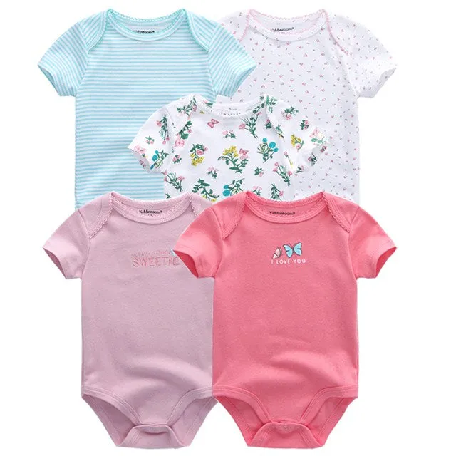 2019 5PCS/Lot Newborn 100% Cotton Unicorn 0-12M Baby Clothes