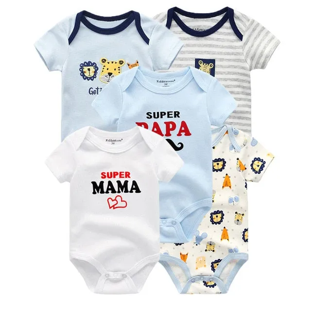 2019 5PCS/Lot Newborn 100% Cotton Unicorn 0-12M Baby Clothes