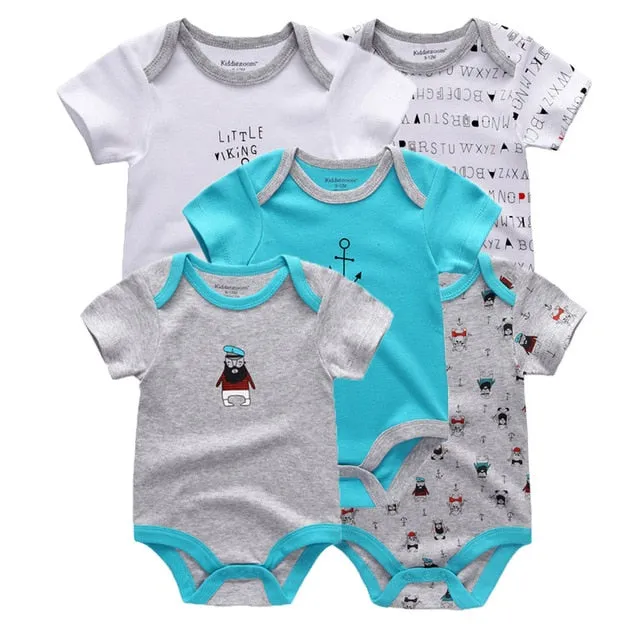 2019 5PCS/Lot Newborn 100% Cotton Unicorn 0-12M Baby Clothes