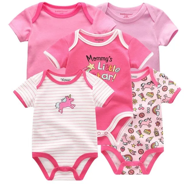 2019 5PCS/Lot Newborn 100% Cotton Unicorn 0-12M Baby Clothes