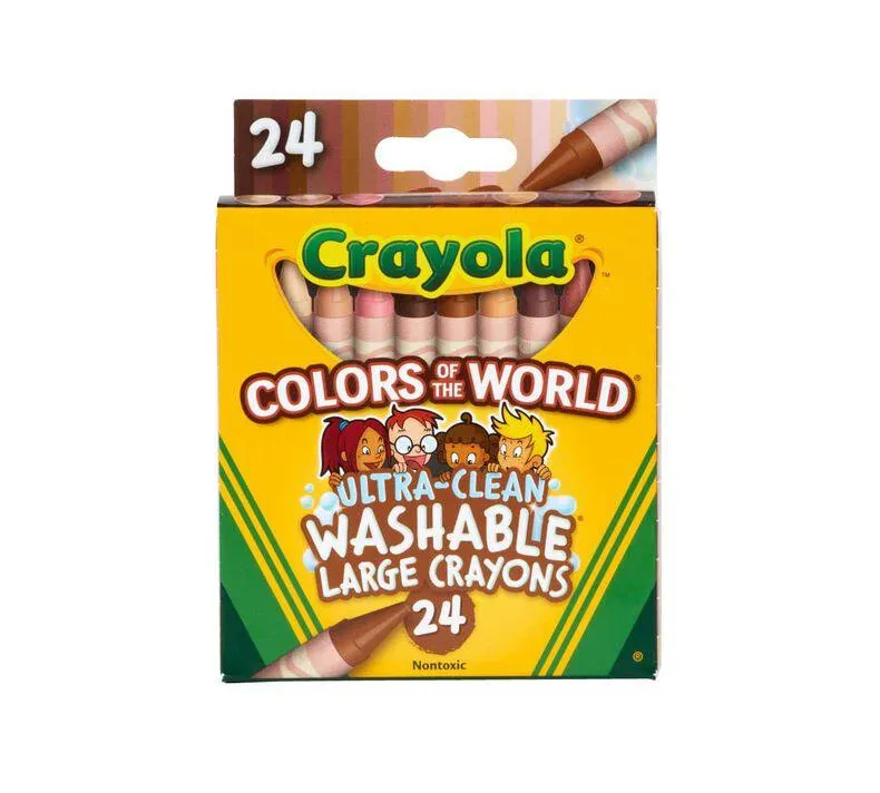 24 Ct Large Ultra-Clean Washable Crayons, Colors of the World