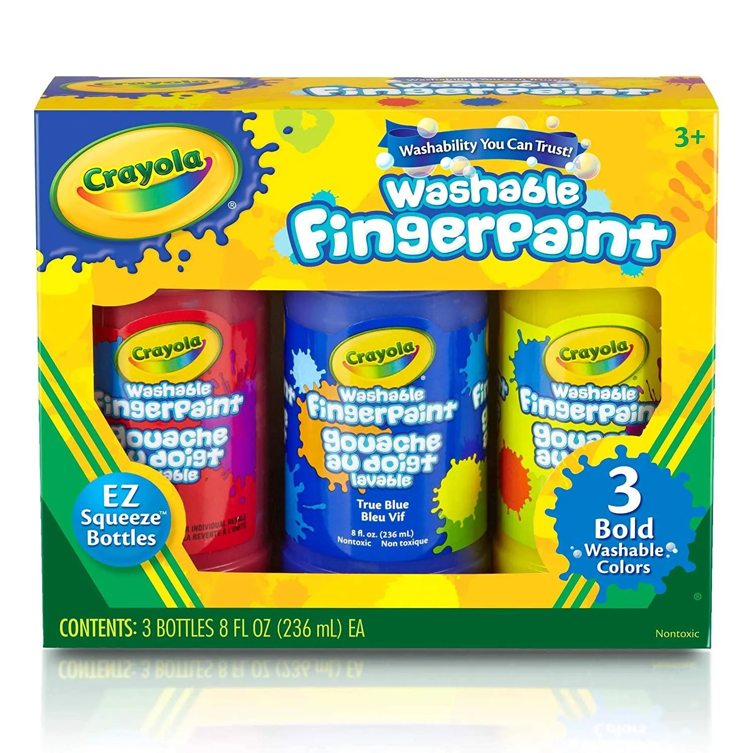 3 ct. 8-oz. Washable Fingerpaint, Bold Colors