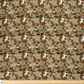 Australiana/Aboriginal Inspired Cotton Prints Design - Lizard on Brown