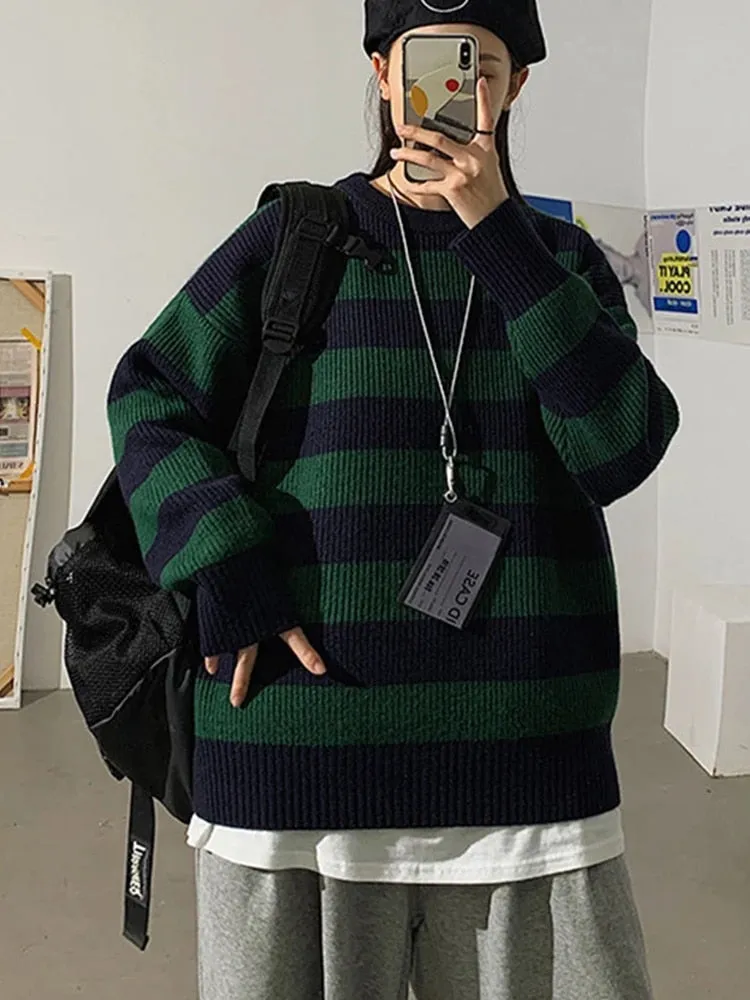 Autumn/Winter Women's Knitted Striped Sweater