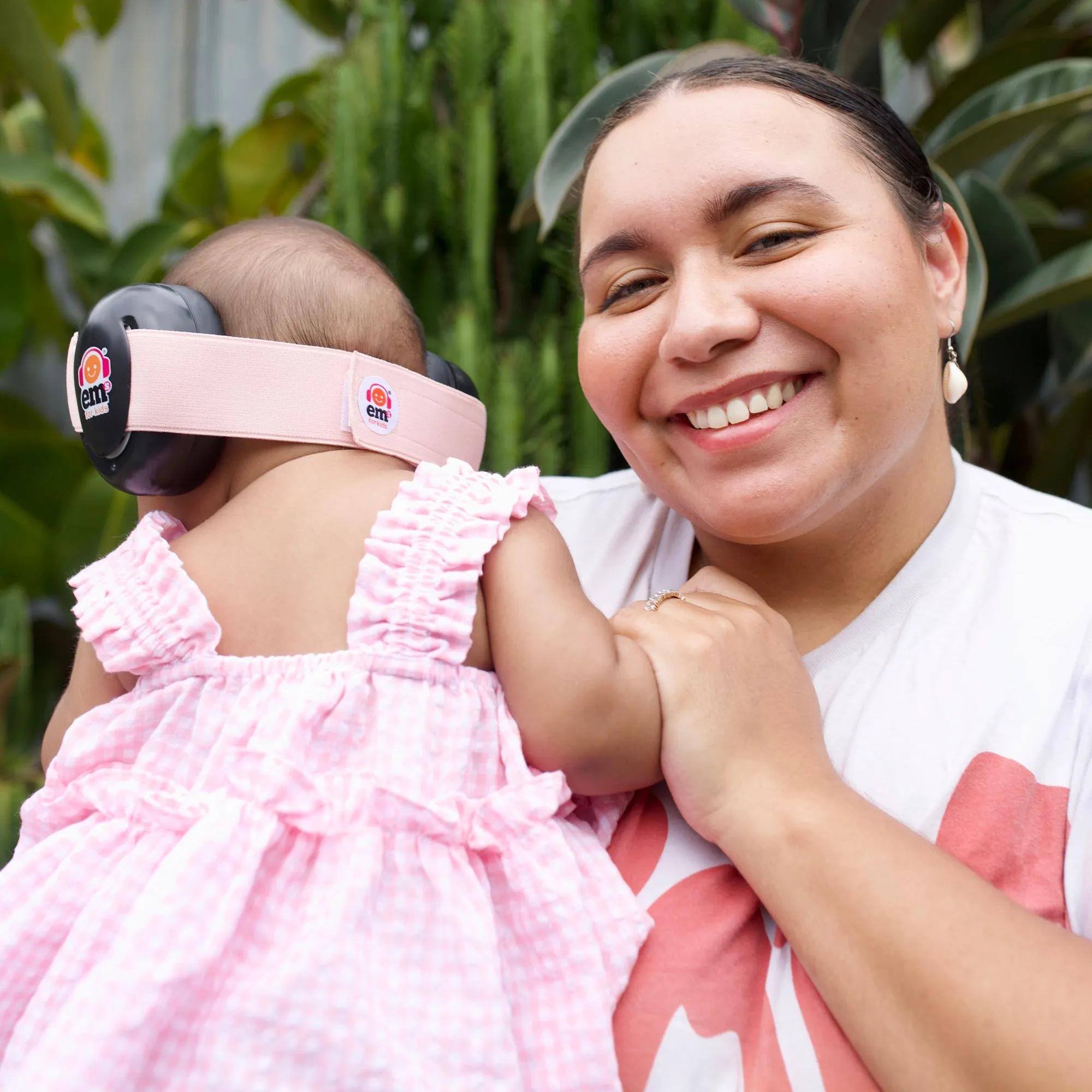 Baby Earmuffs - White/Coral