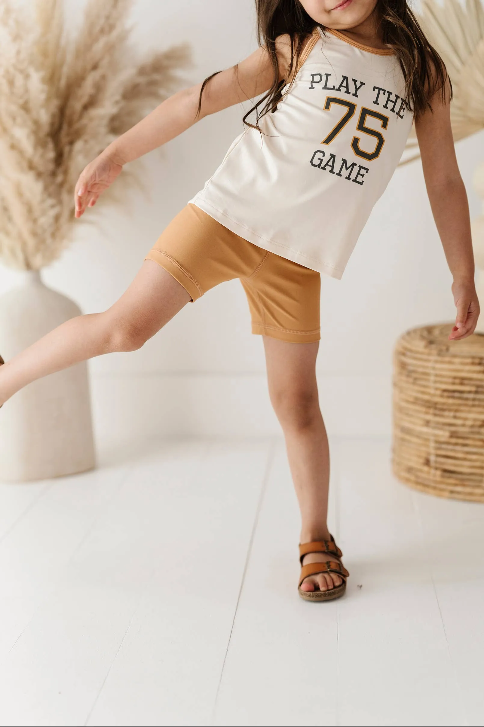 babysprouts clothing company: Athletic Biker Shorts in Butterscotch