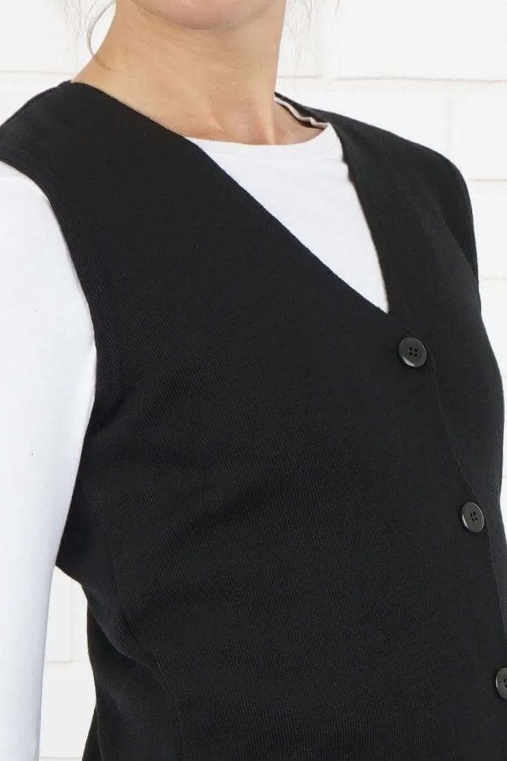 Balmoral Women Wool Blend Longer Length Button-Up Knit Waistcoat