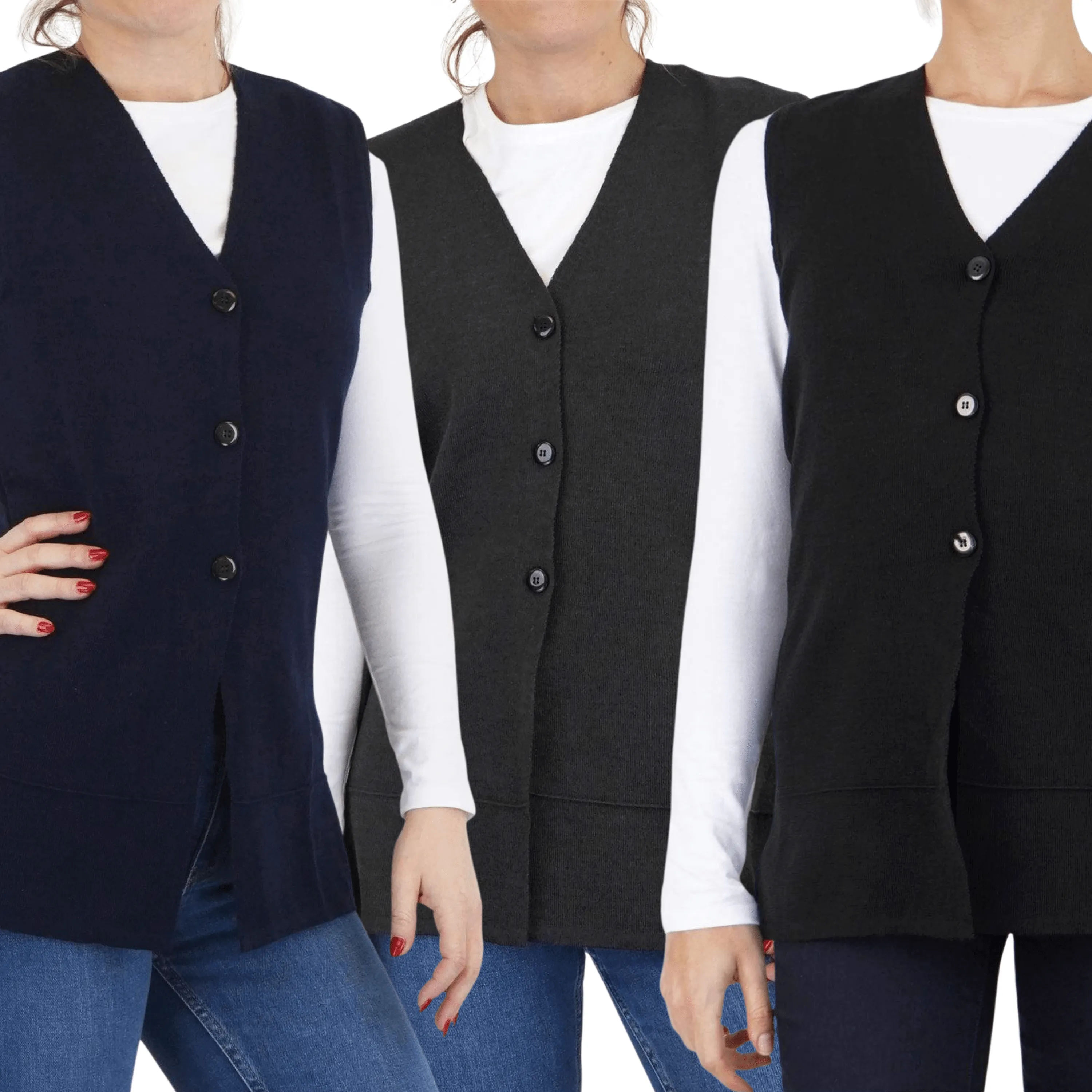 Balmoral Women Wool Blend Longer Length Button-Up Knit Waistcoat