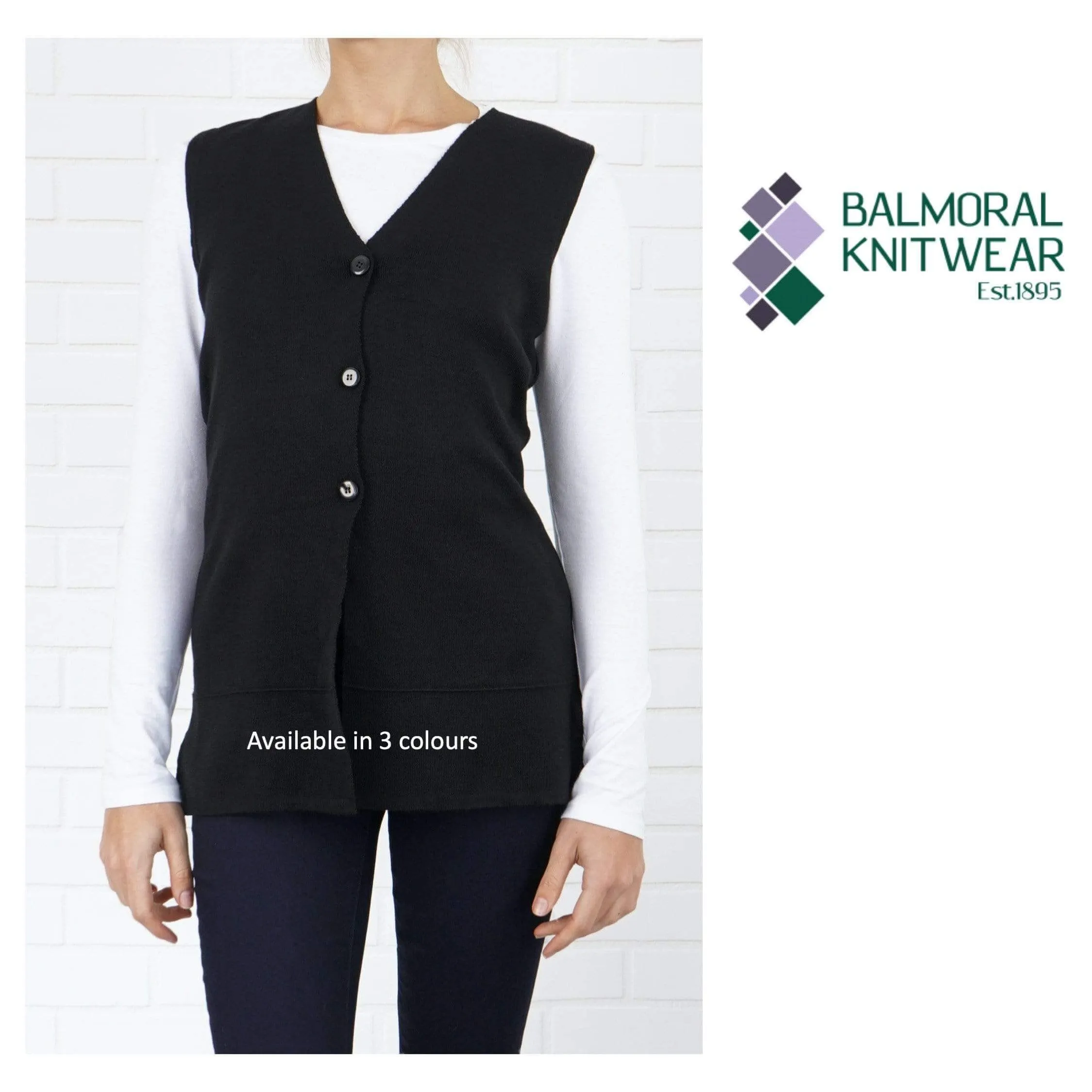 Balmoral Women Wool Blend Longer Length Button-Up Knit Waistcoat