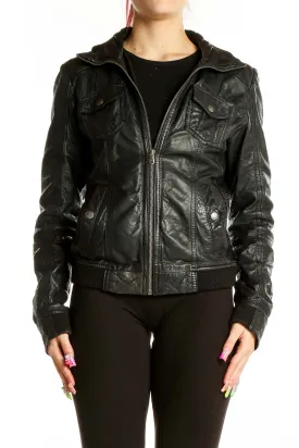 Black Bomber Leather Jacket