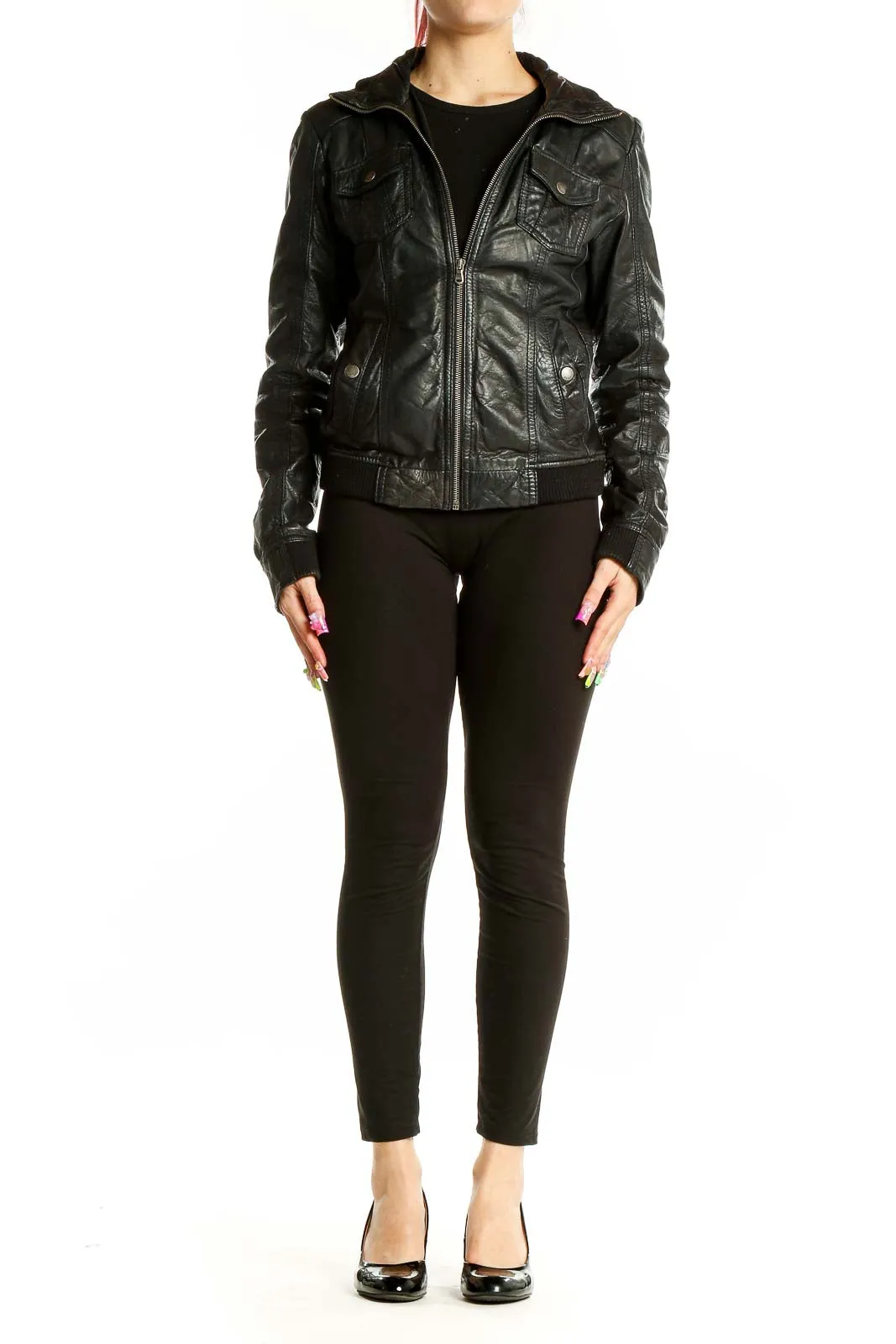 Black Bomber Leather Jacket