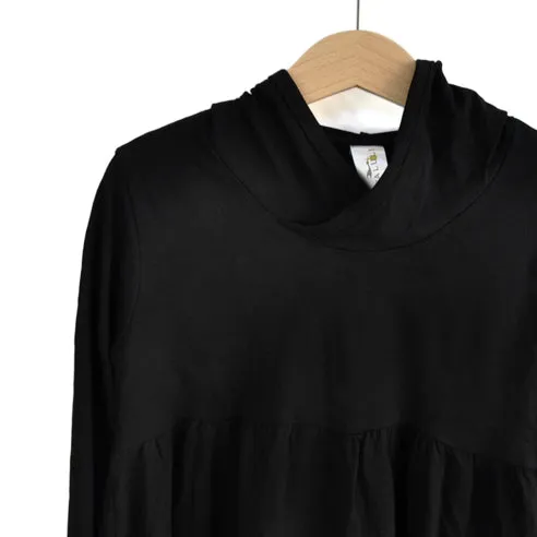 Black Long Sleeve Dress with Hoodie - Organic Cotton