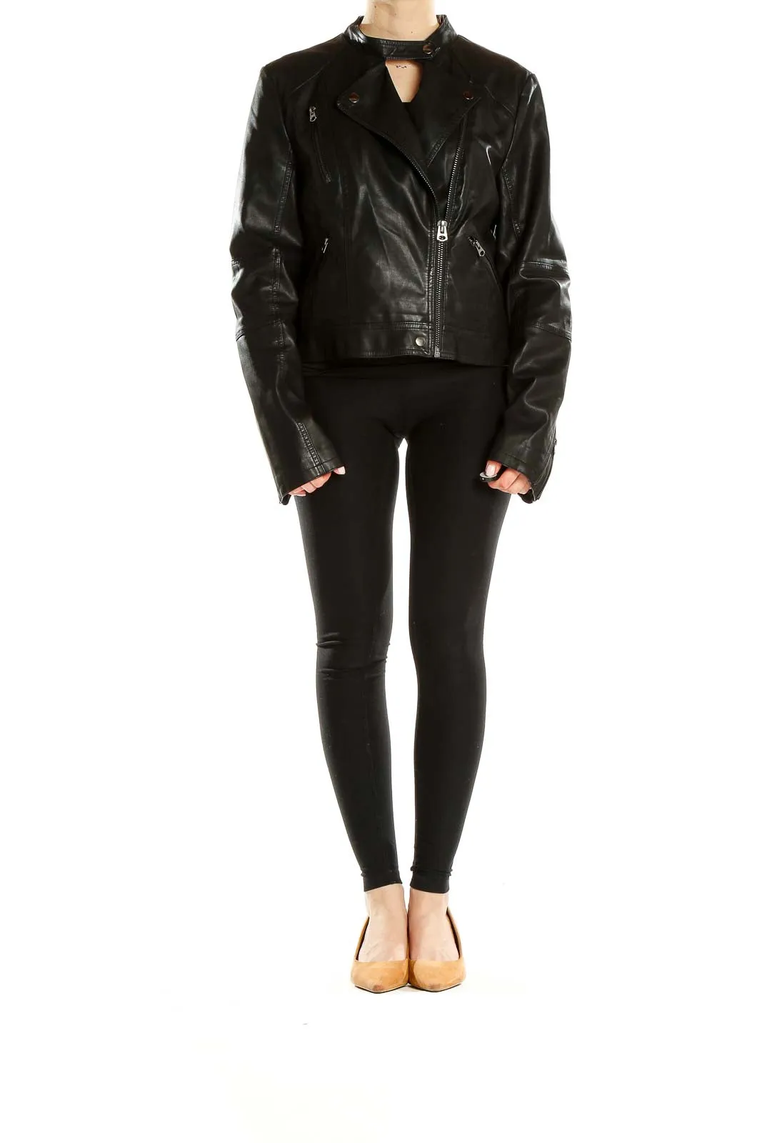 Black Pleather Motorcycle Jacket