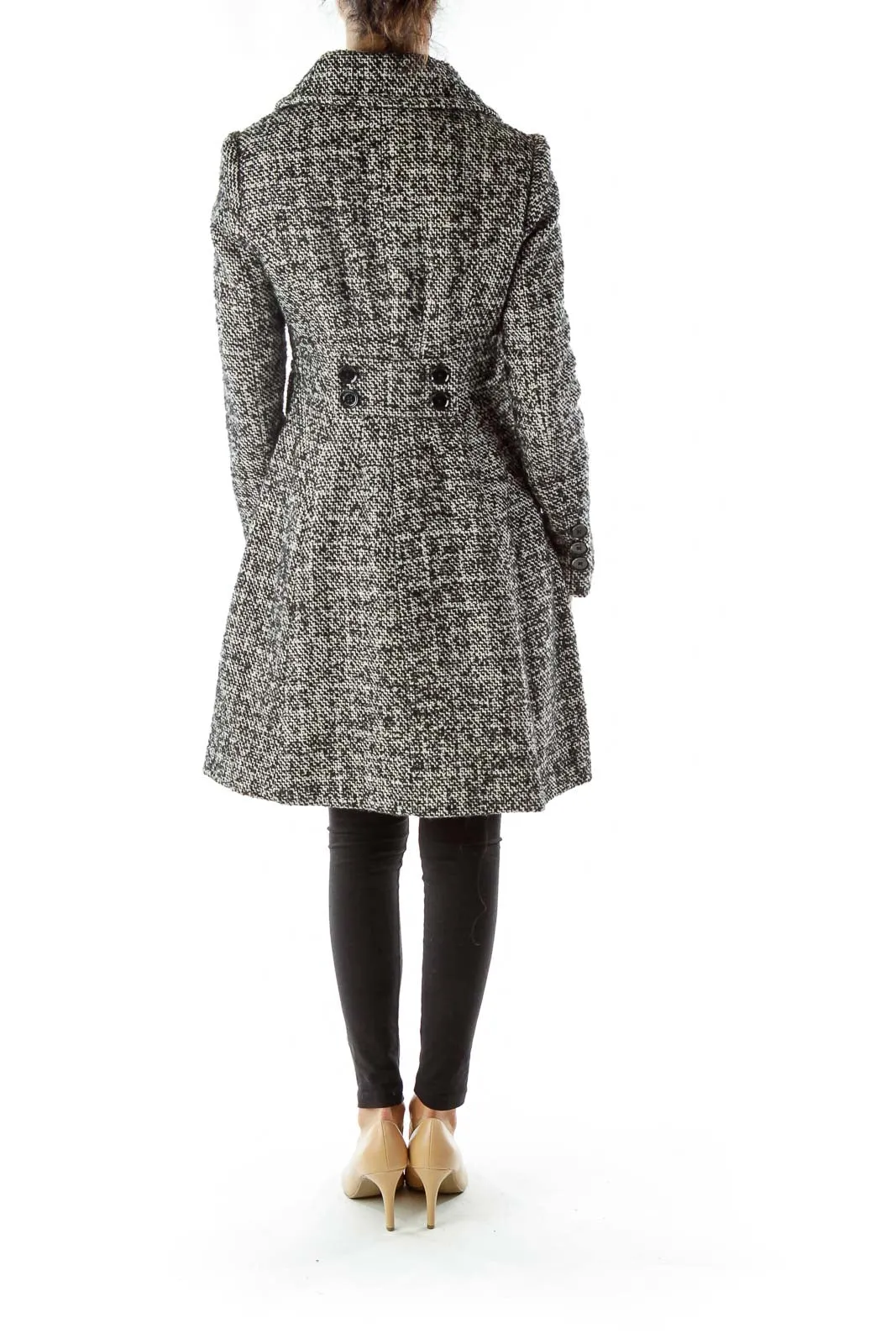 Black White Tweed Pea Coat