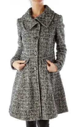 Black White Tweed Pea Coat