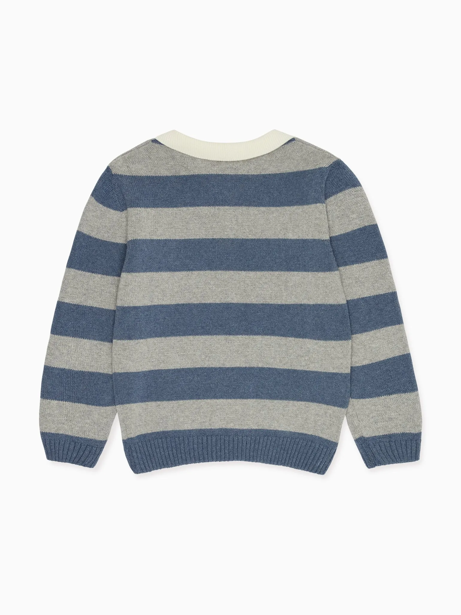 Blue Stripe Roman Cotton Boy Rugby Jumper