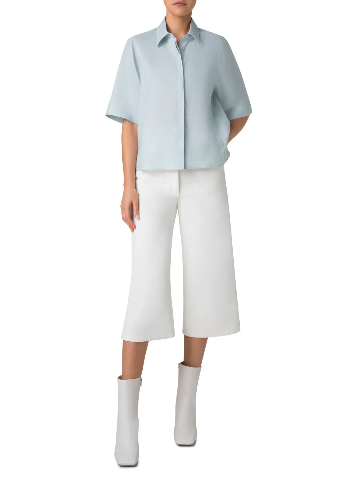 Boxy Shirt Blouse in Linen