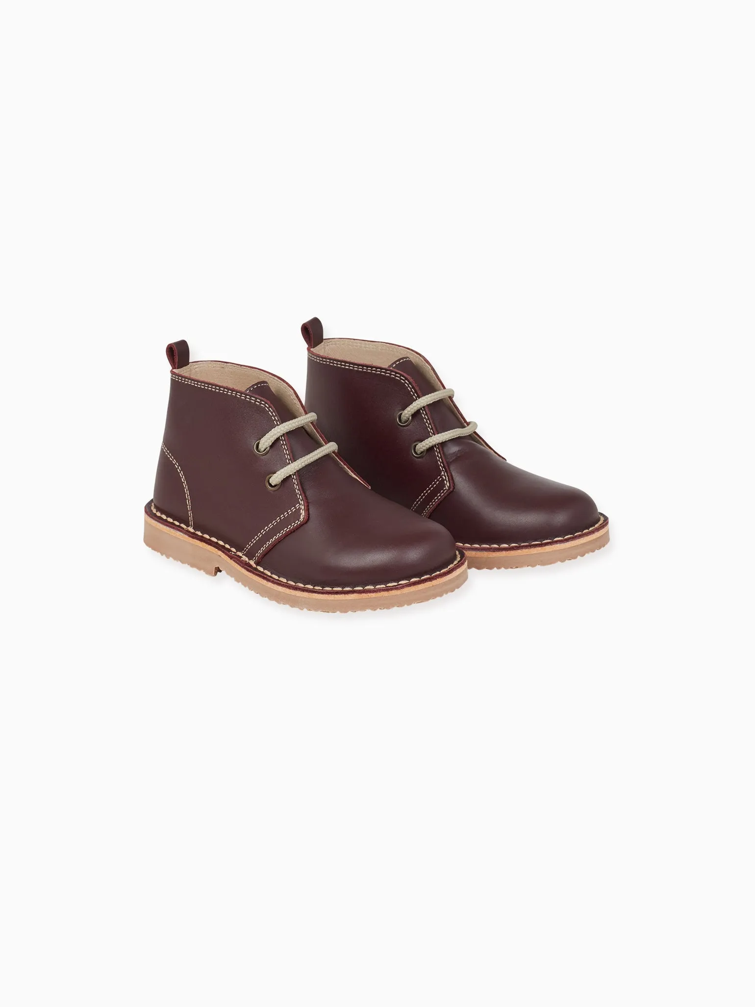 Burgundy Leather Kids Desert Boots