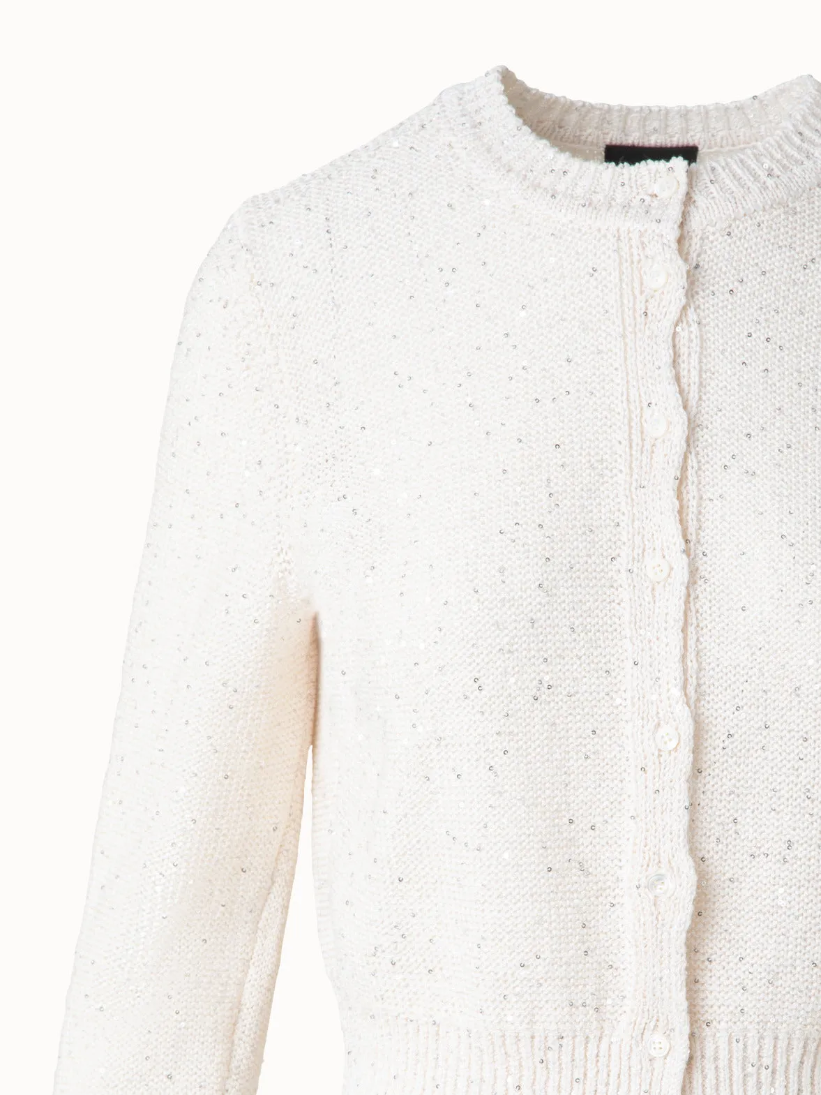 Cardigan in Linen Cotton with Micro Sequins