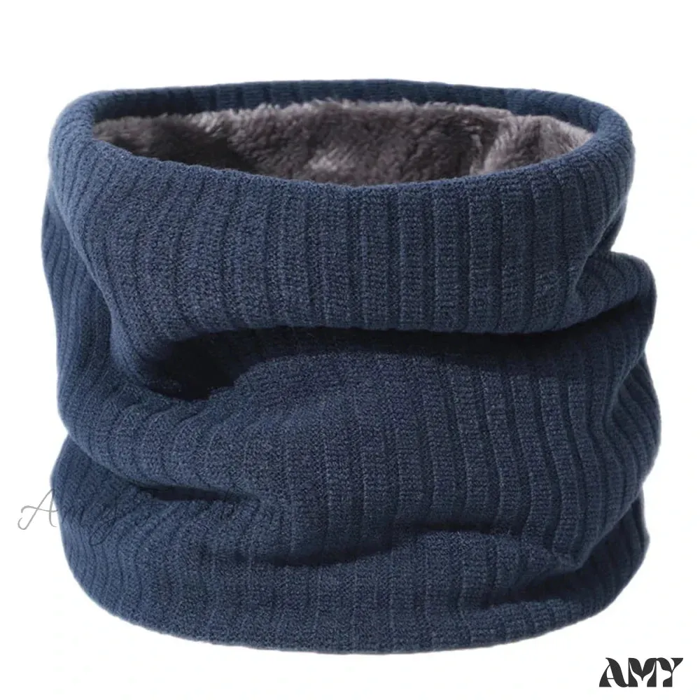 Cashmere Knit Ring Wool Neck Warmer Scarf for Women