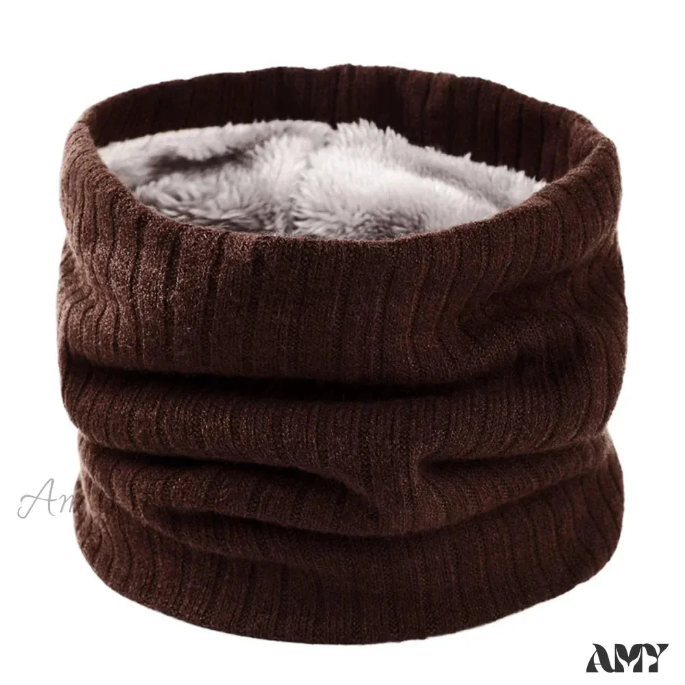 Cashmere Knit Ring Wool Neck Warmer Scarf for Women