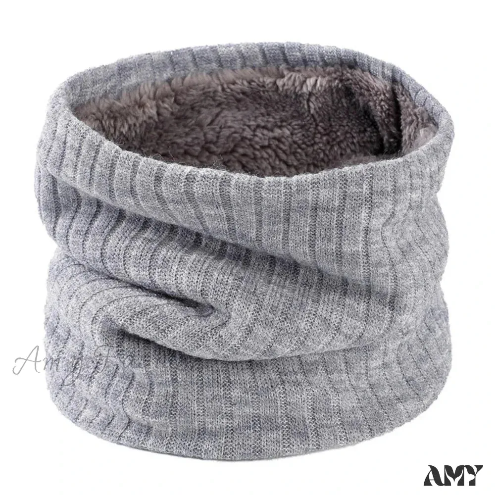 Cashmere Knit Ring Wool Neck Warmer Scarf for Women