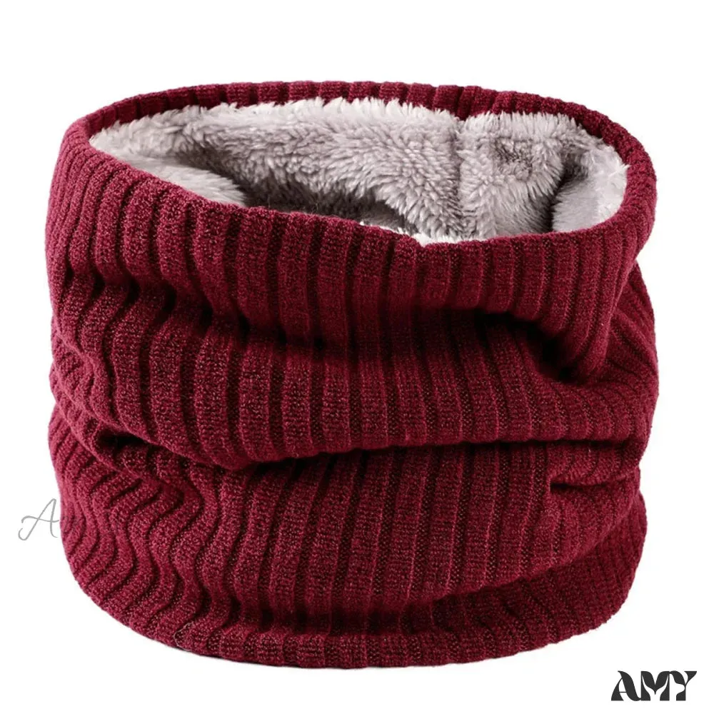 Cashmere Knit Ring Wool Neck Warmer Scarf for Women