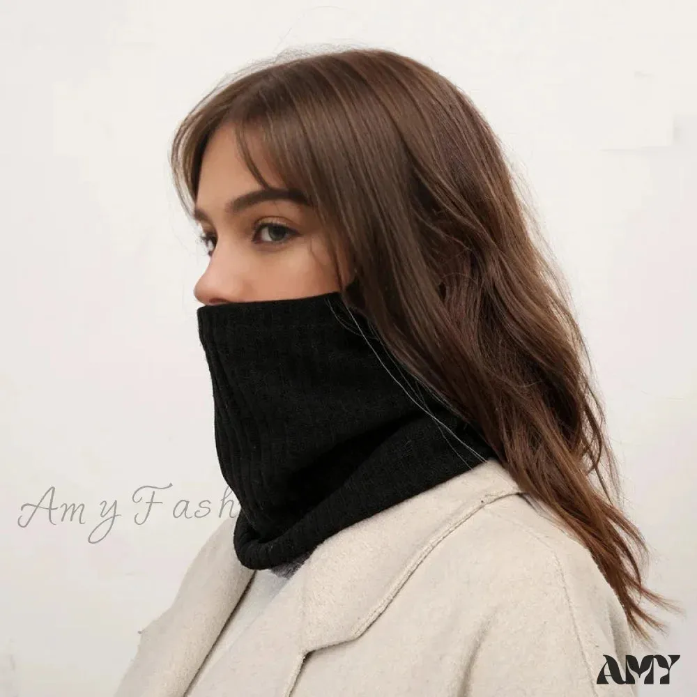 Cashmere Knit Ring Wool Neck Warmer Scarf for Women