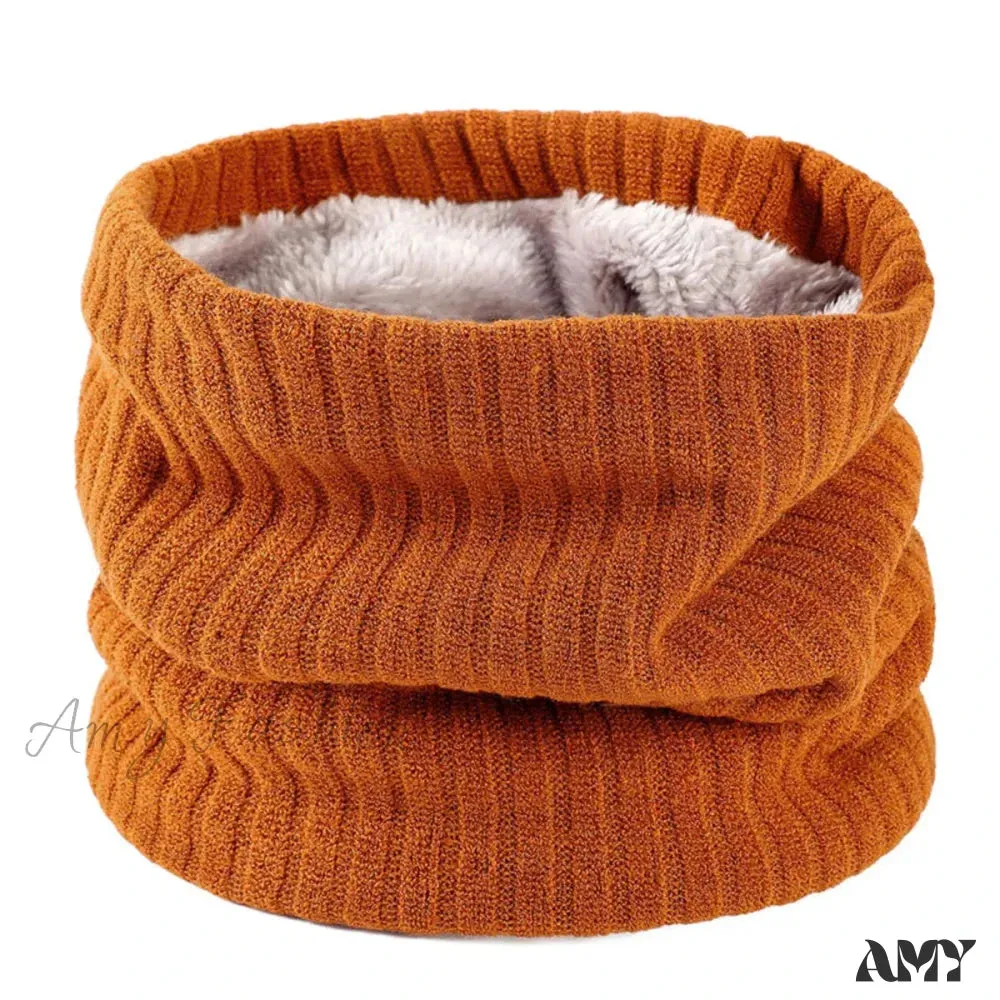 Cashmere Knit Ring Wool Neck Warmer Scarf for Women