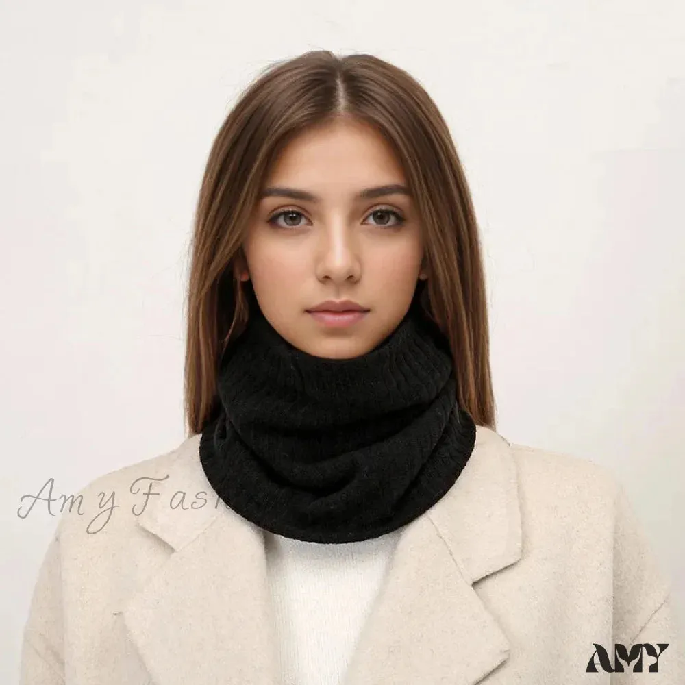 Cashmere Knit Ring Wool Neck Warmer Scarf for Women