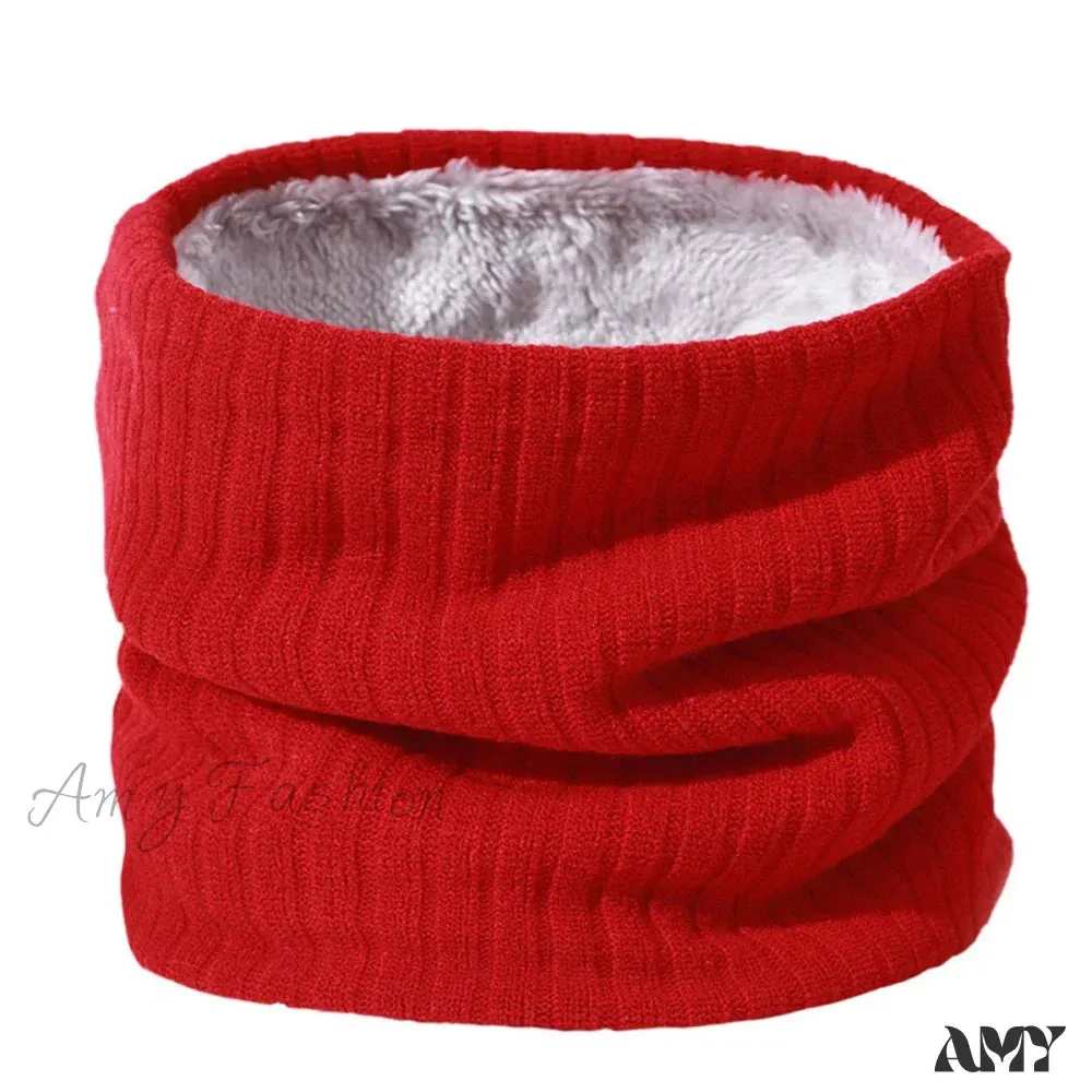 Cashmere Knit Ring Wool Neck Warmer Scarf for Women