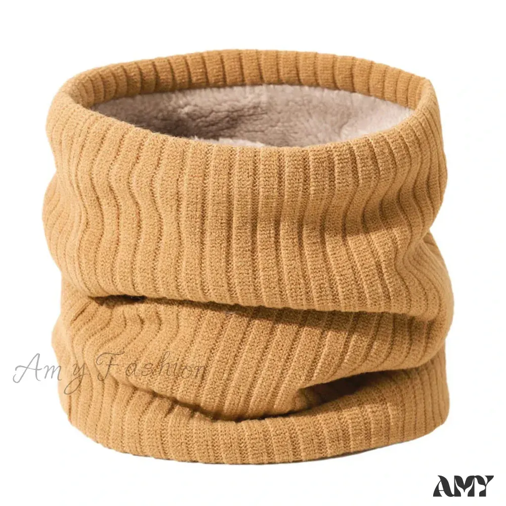 Cashmere Knit Ring Wool Neck Warmer Scarf for Women