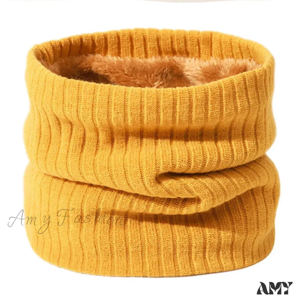 Cashmere Knit Ring Wool Neck Warmer Scarf for Women