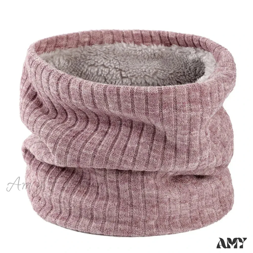 Cashmere Knit Ring Wool Neck Warmer Scarf for Women