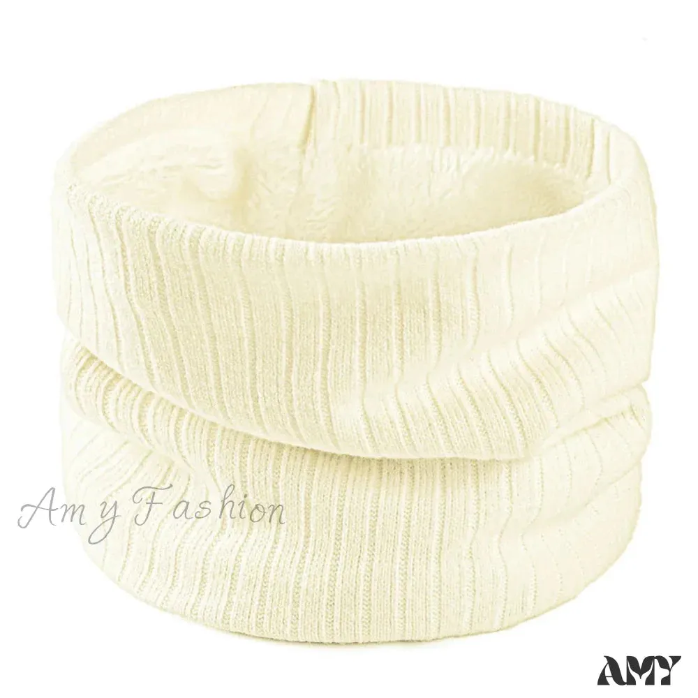 Cashmere Knit Ring Wool Neck Warmer Scarf for Women