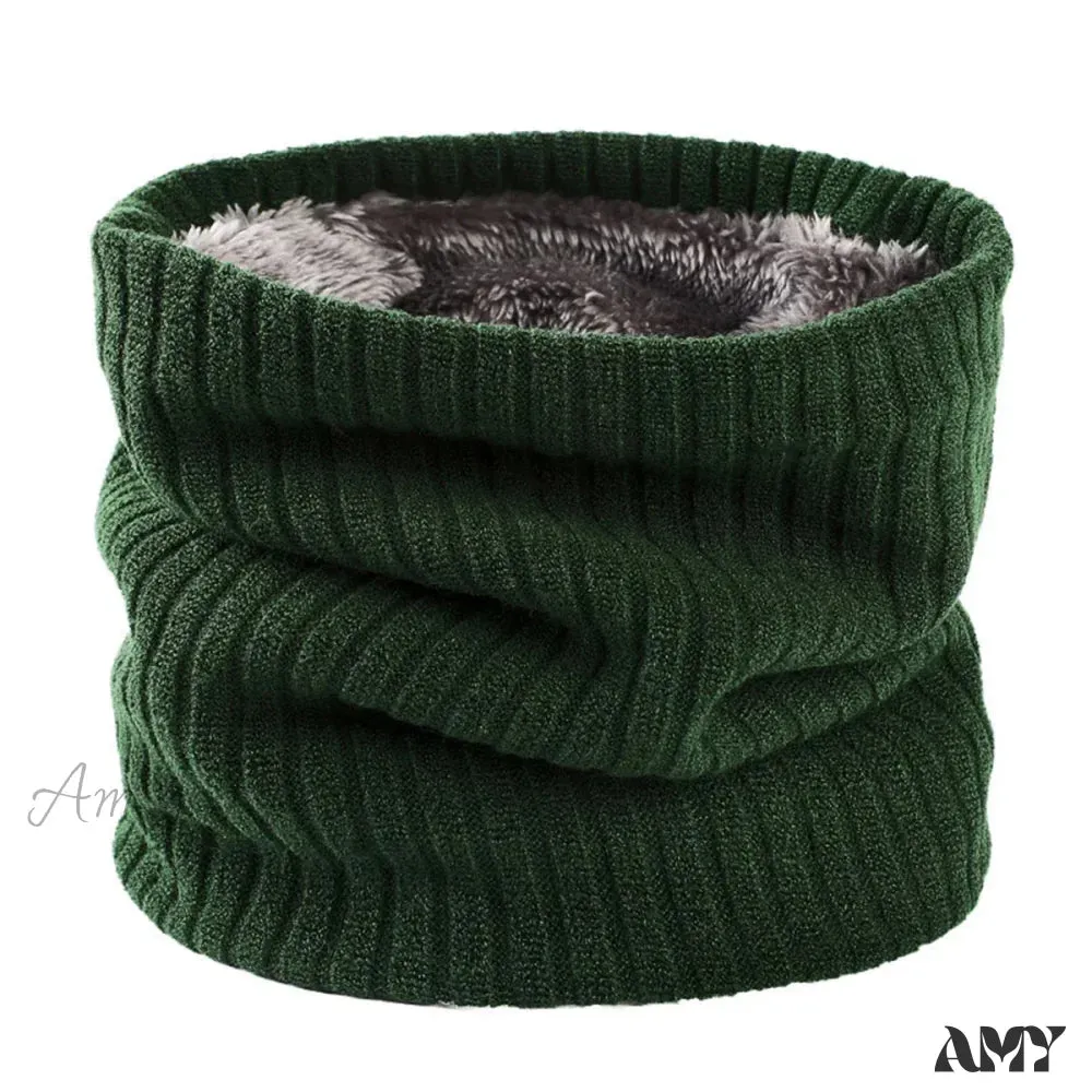 Cashmere Knit Ring Wool Neck Warmer Scarf for Women