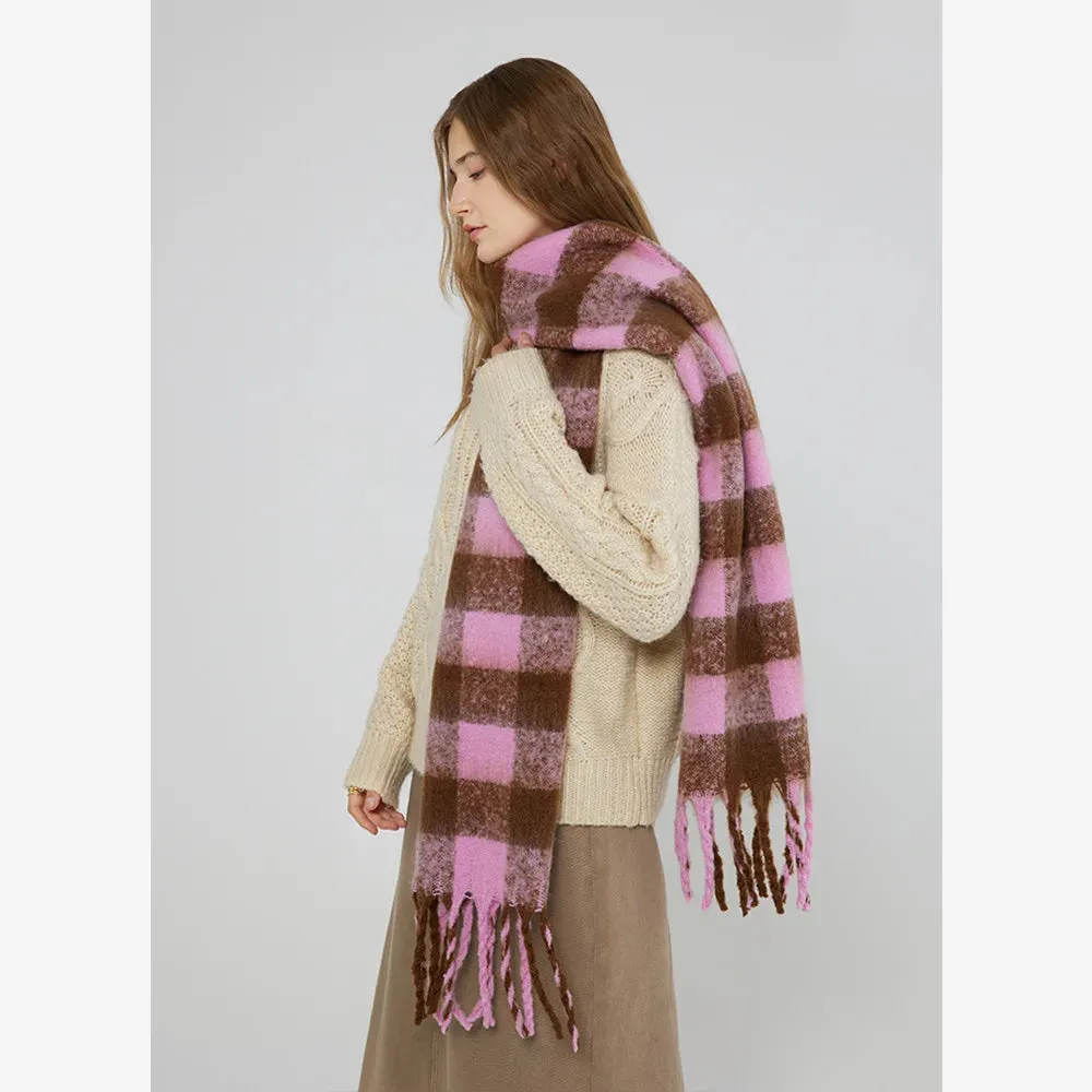 Cashmere Scarf Women Fall Winter Two Color Checkerboard Plaid Long Scarf