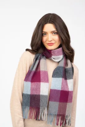 Checkers Lambswool Scarf - Burgundy