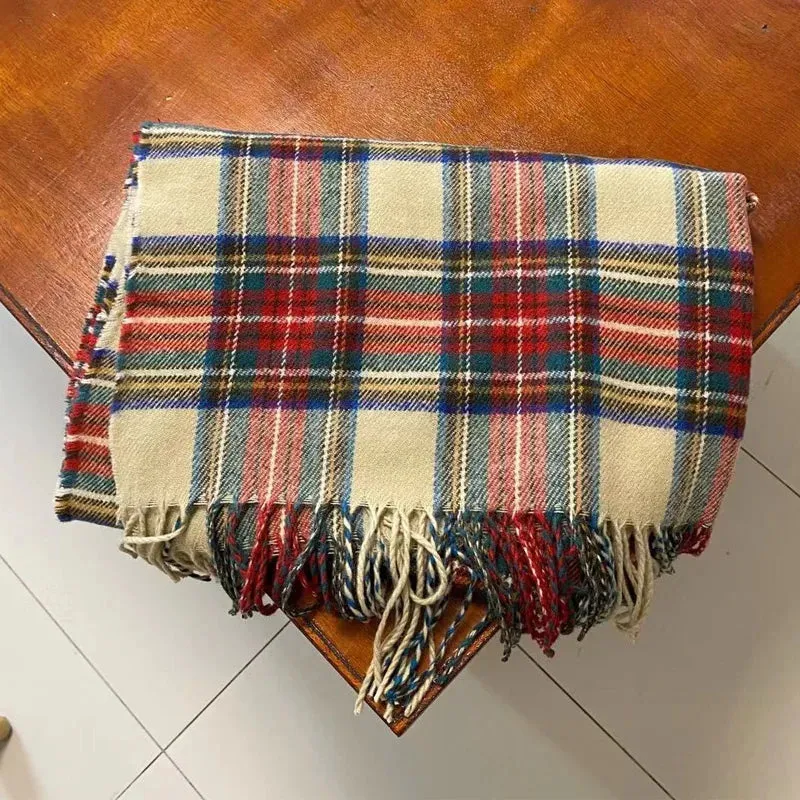 Christmas Red Plaid Fall Winter Warm Women's Vintage Classic Scarf