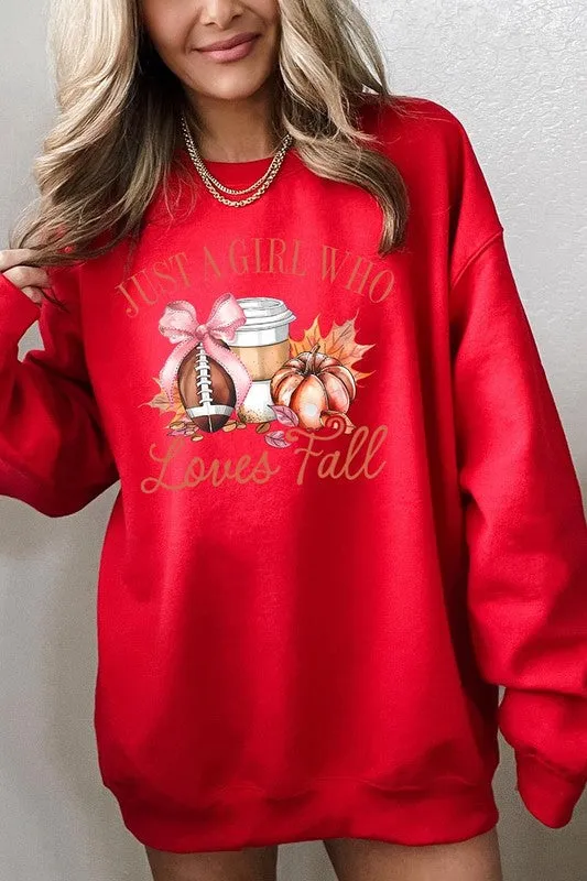 COLOR BEAR "Girl Loves Fall" Graphic Fleece Sweatshirts