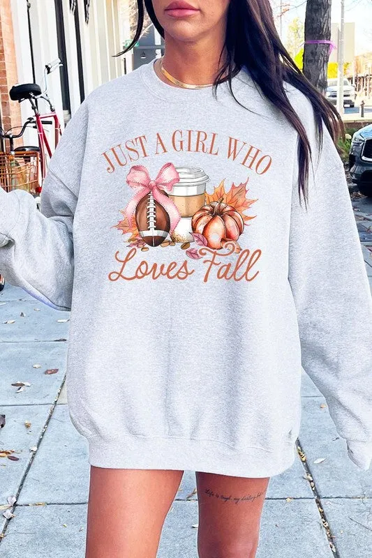 COLOR BEAR "Girl Loves Fall" Graphic Fleece Sweatshirts