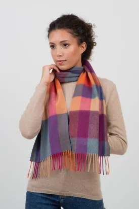 Contemporary Check Cashmere Scarf - Spice Duo