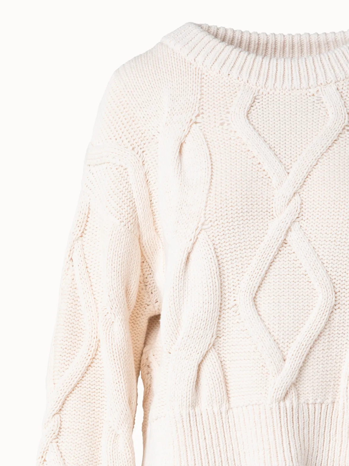 Crew Neck Sweater in Chunky Cable Cotton