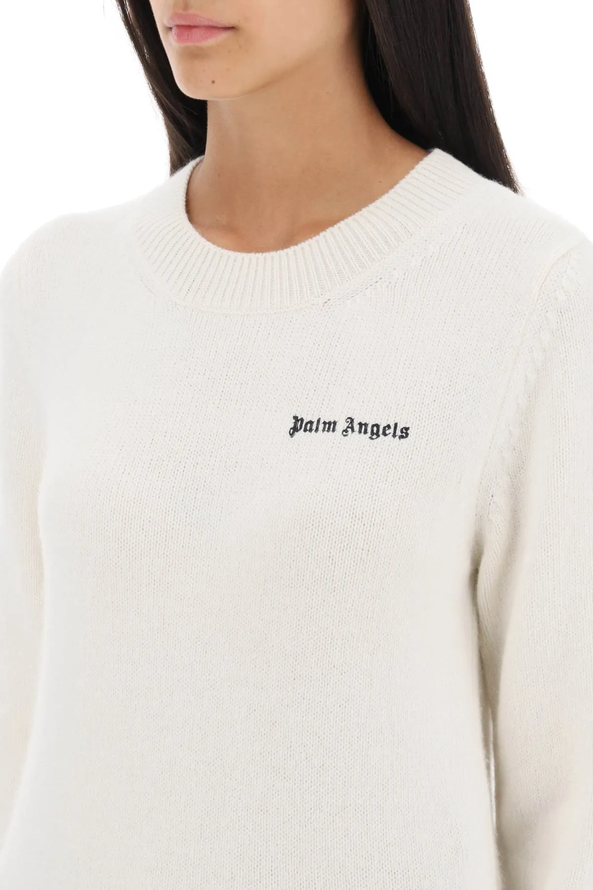 cropped sweater with logo embroidery