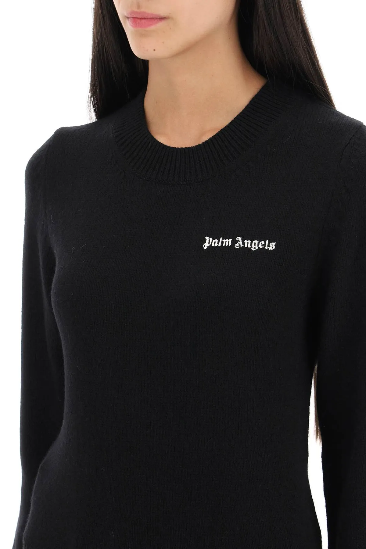 cropped sweater with logo embroidery