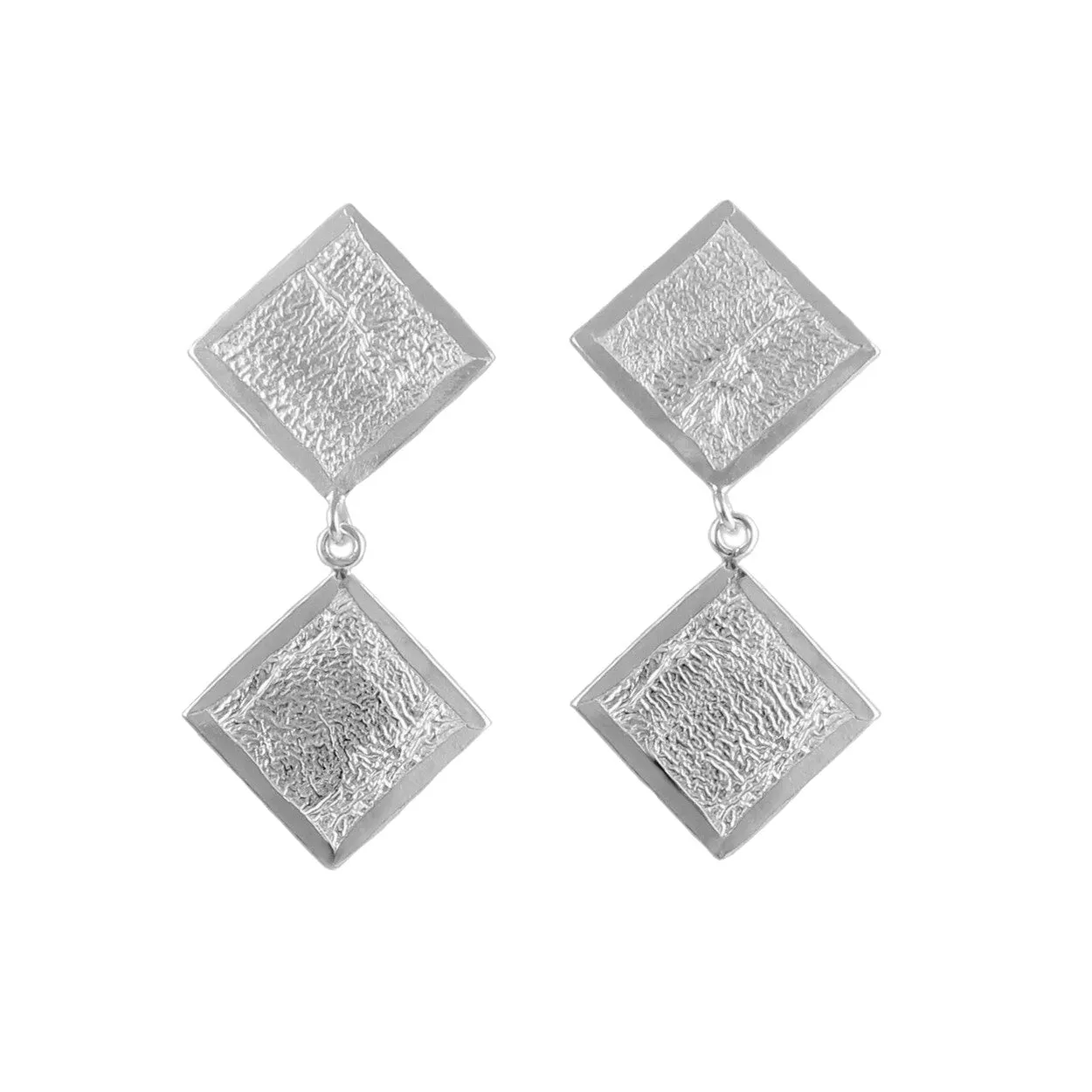 Crumpled Reticulated 925 Sterling Silver Maria Belen Designer Earrings