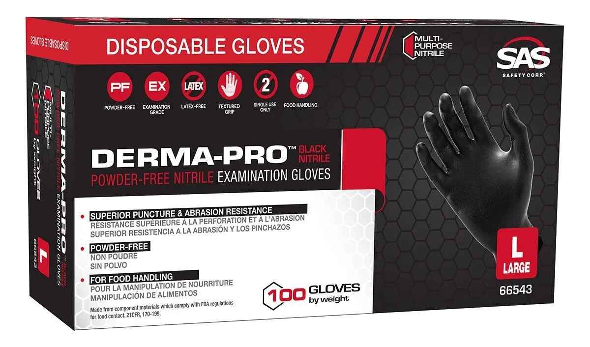 Derma-Pro Nitrile Exam Grade Disposable Gloves 4.5 mil C66541