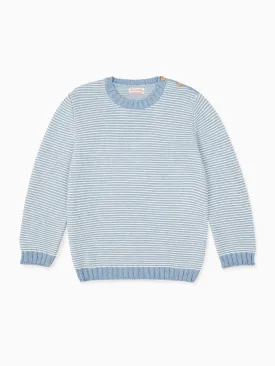 Dusty Blue Stripe Bromo Cotton Boy Sweater